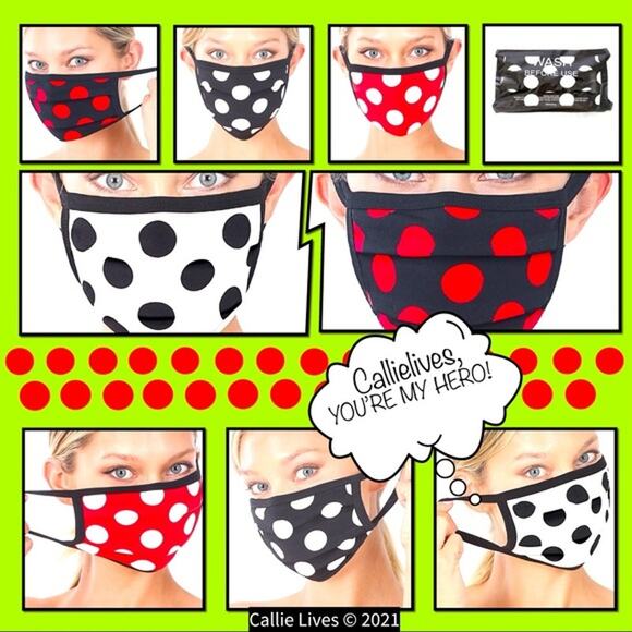 Red Polka Dot Washable Cotton Facemask NWT Survivor Face Masks Unisex OSFA - Picture 7 of 8